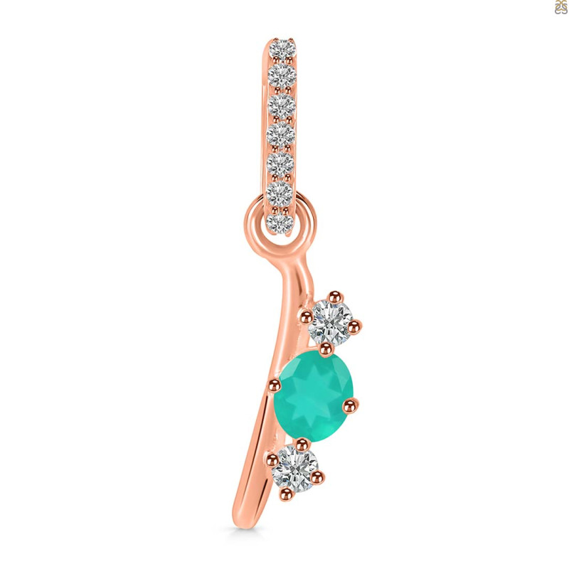 Green Onyx & White Topaz Alphabet I Pendant GRO-RDA-87.