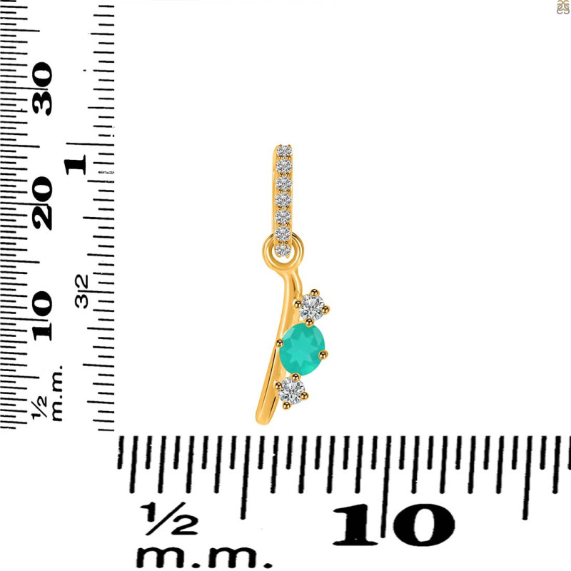 Green Onyx & White Topaz Alphabet I Pendant GRO-RDA-87.