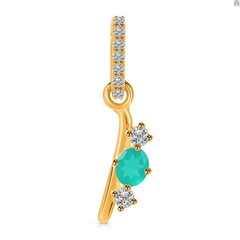 Green Onyx & White Topaz Alphabet I Pendant GRO-RDA-87.