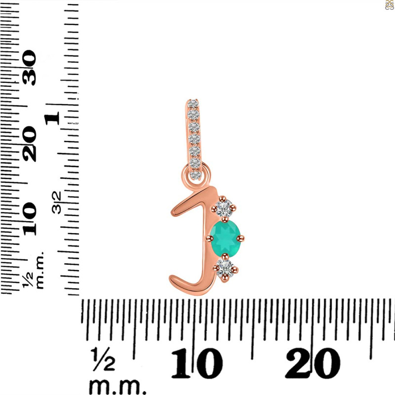 Green Onyx & White Topaz Alphabet J Pendant GRO-RDA-88.