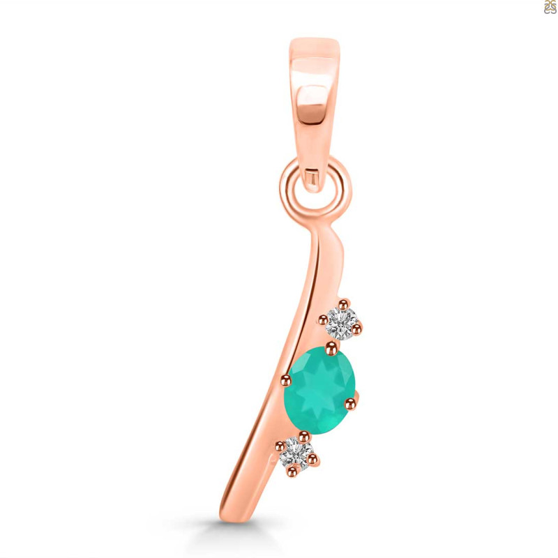 Green Onyx & White Topaz Alphabet I Pendant GRO-RDA-9.