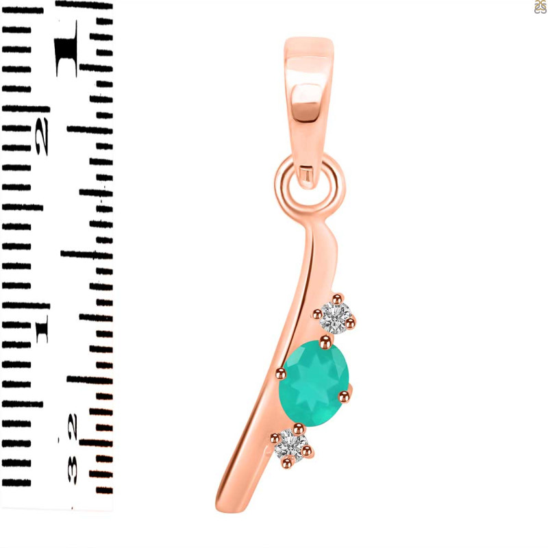 Green Onyx & White Topaz Alphabet I Pendant GRO-RDA-9.
