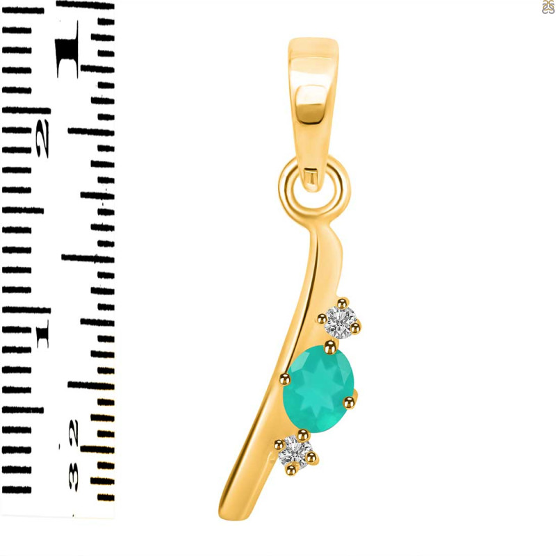 Green Onyx & White Topaz Alphabet I Pendant GRO-RDA-9.