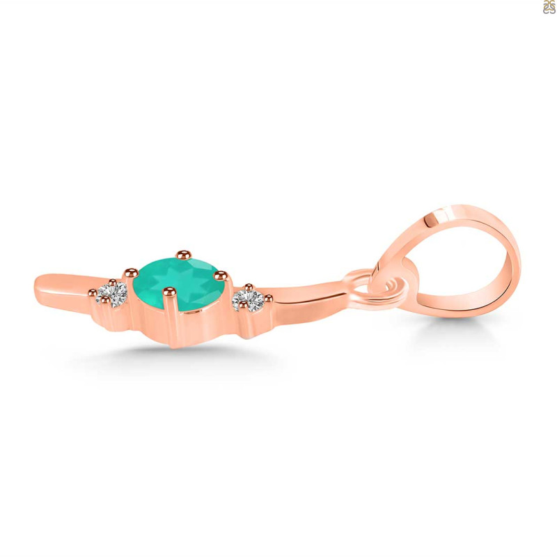Green Onyx & White Topaz Alphabet I Pendant GRO-RDA-9.