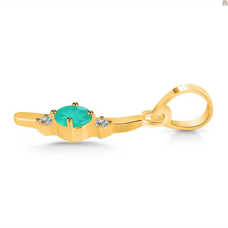 Green Onyx & White Topaz Alphabet I Pendant GRO-RDA-9.