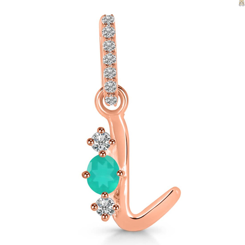 Green Onyx & White Topaz Alphabet L Pendant GRO-RDA-90.