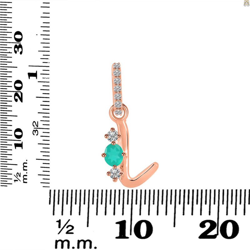 Green Onyx & White Topaz Alphabet L Pendant GRO-RDA-90.