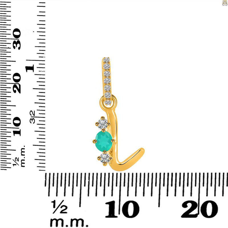 Green Onyx & White Topaz Alphabet L Pendant GRO-RDA-90.