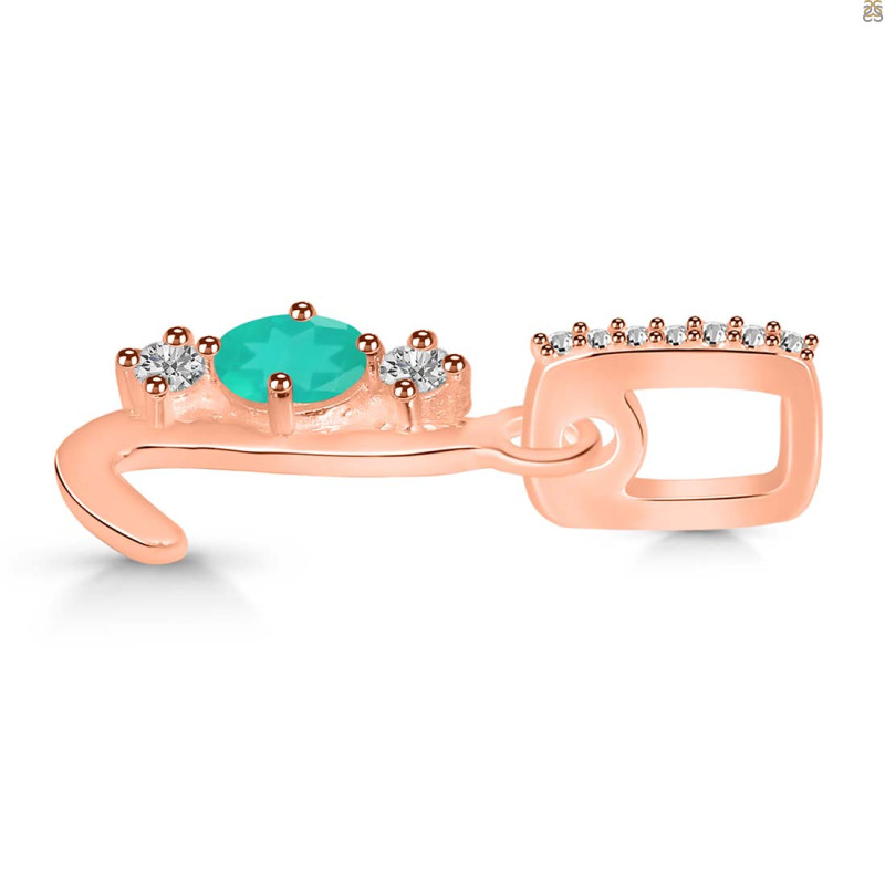 Green Onyx & White Topaz Alphabet L Pendant GRO-RDA-90.