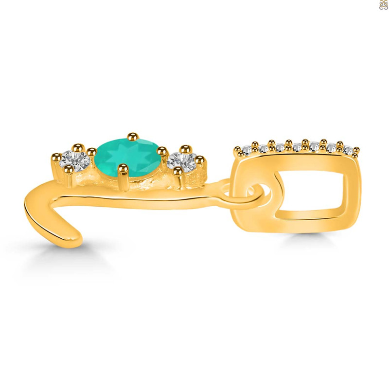 Green Onyx & White Topaz Alphabet L Pendant GRO-RDA-90.