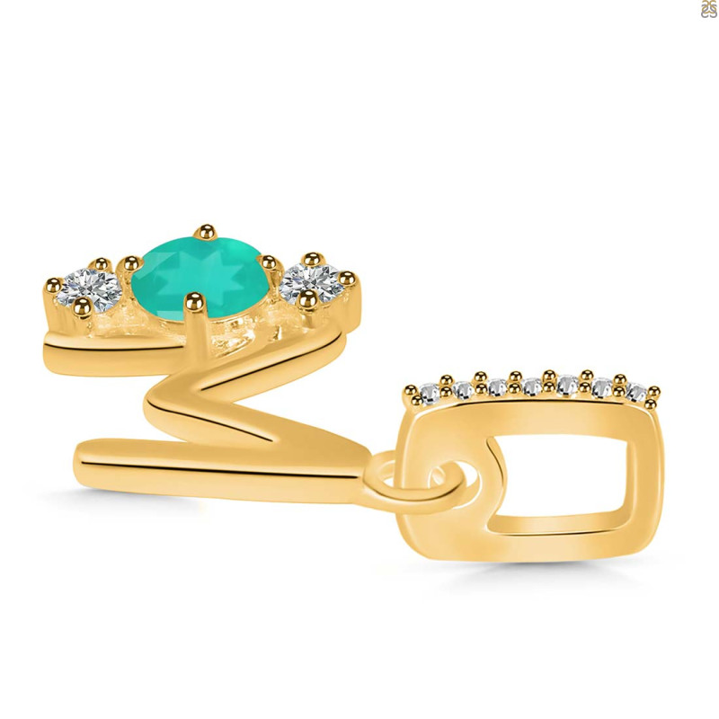 Green Onyx & White Topaz Alphabet M Pendant GRO-RDA-91.