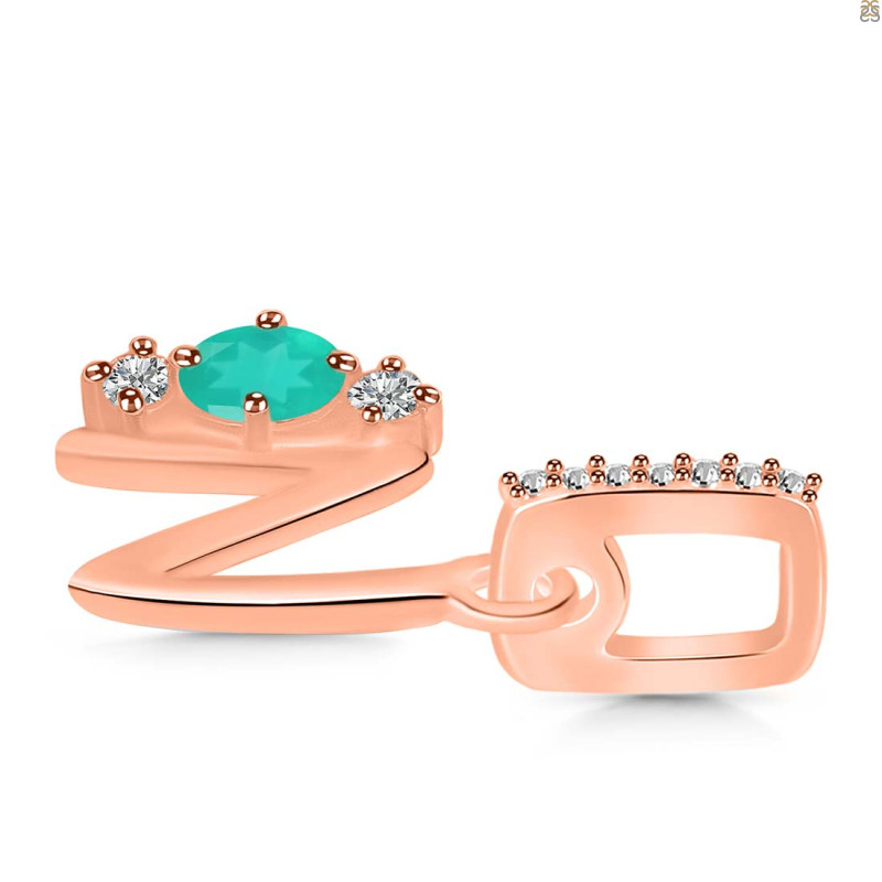 Green Onyx & White Topaz Alphabet N Pendant GRO-RDA-92.