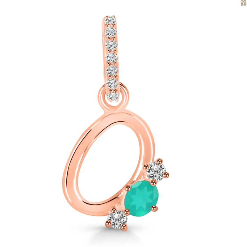 Green Onyx & White Topaz Alphabet O Pendant GRO-RDA-93.