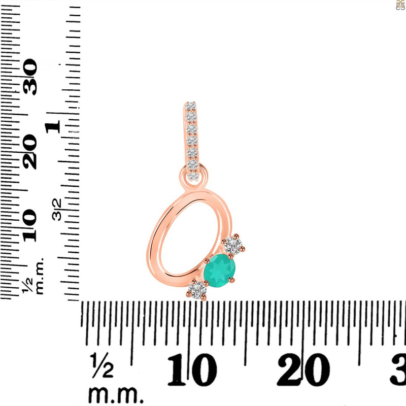 Green Onyx & White Topaz Alphabet O Pendant GRO-RDA-93.