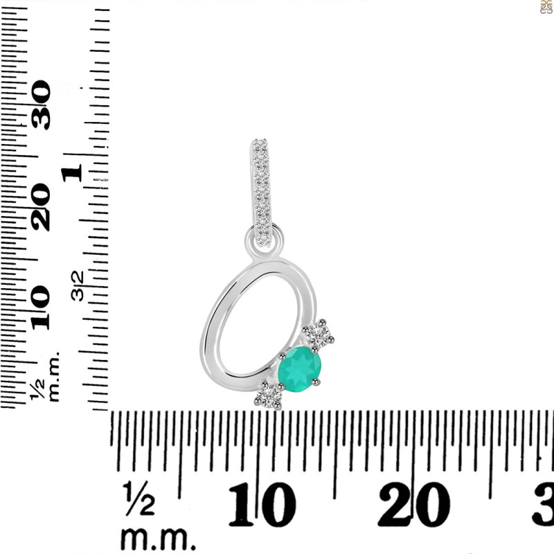 Green Onyx & White Topaz Alphabet O Pendant GRO-RDA-93.