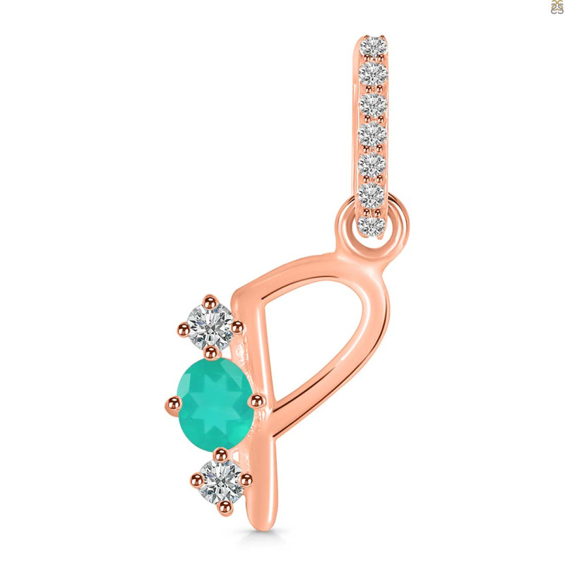 Green Onyx & White Topaz Alphabet P Pendant GRO-RDA-94.