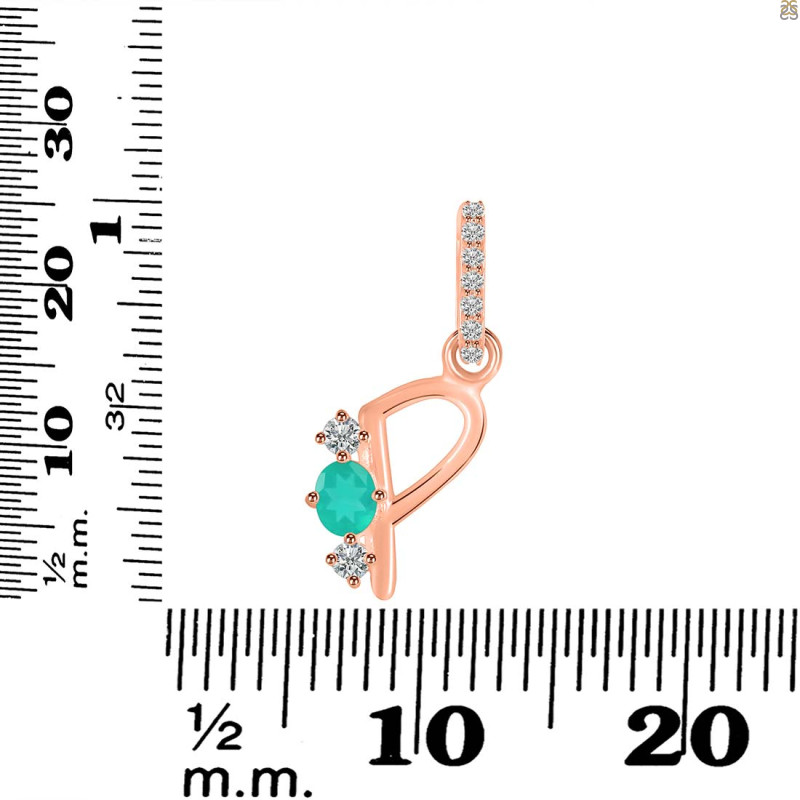 Green Onyx & White Topaz Alphabet P Pendant GRO-RDA-94.