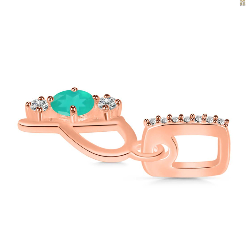 Green Onyx & White Topaz Alphabet P Pendant GRO-RDA-94.