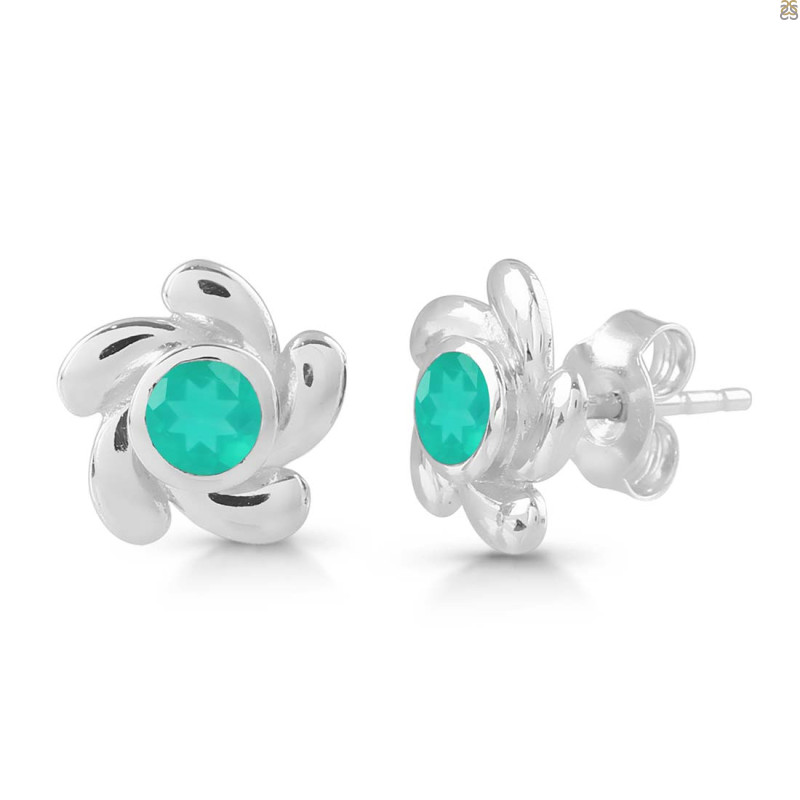 Green Onyx Stud Earring