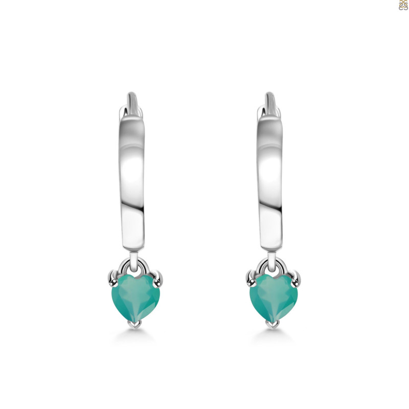 Green Onyx Heart Hoop Earring GRO-RDE-1231.