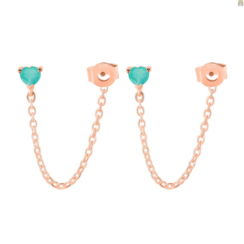 Green Onyx Chain Stud Earring GRO-RDE-1235.