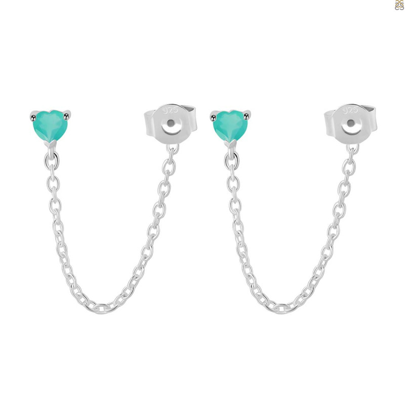 Green Onyx Chain Stud Earring GRO-RDE-1235.