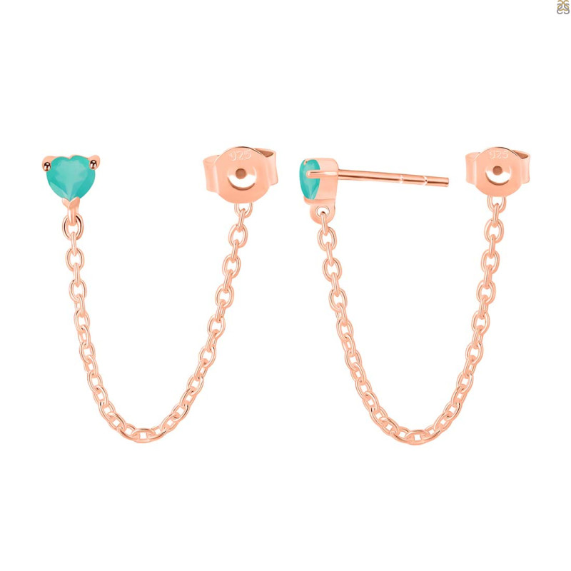 Green Onyx Chain Stud Earring GRO-RDE-1235.