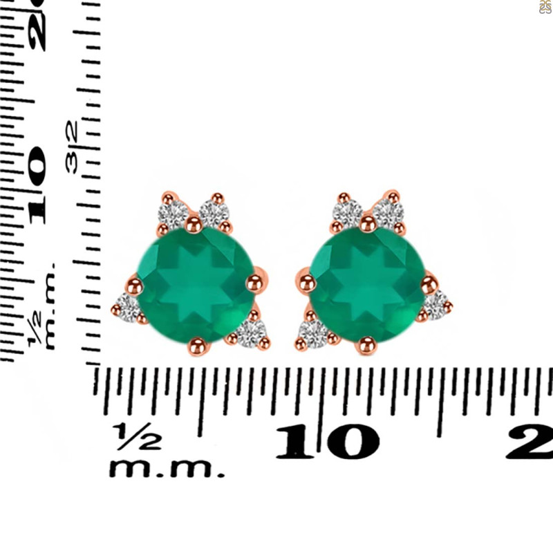 Green Onyx & White Topaz Stud Earring GRO-RDE-1260.