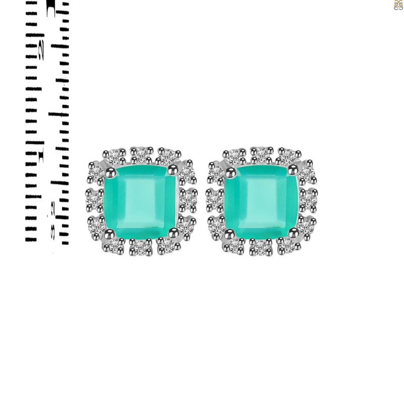 Green Onyx & White Topaz Stud Earring GRO-RDE-1263.