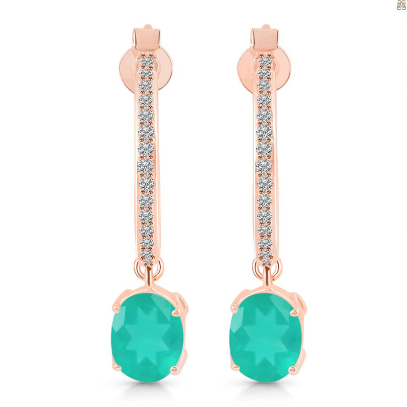 Green Onyx & White Topaz Hoop Earring GRO-RDE-1469.
