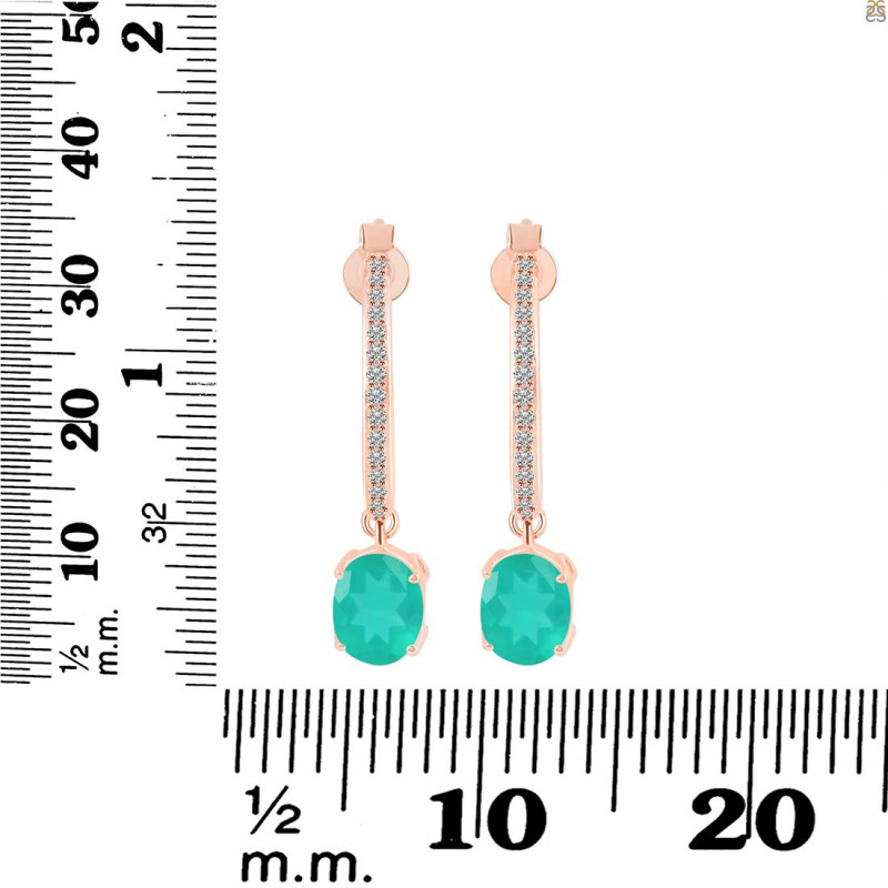 Green Onyx & White Topaz Hoop Earring GRO-RDE-1469.
