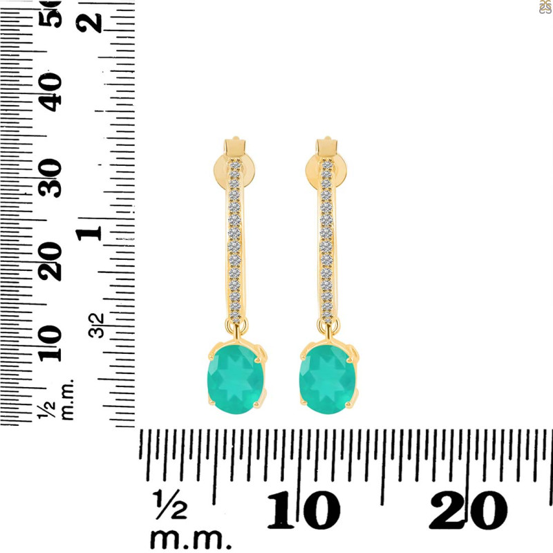 Green Onyx & White Topaz Hoop Earring GRO-RDE-1469.