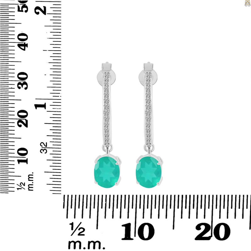 Green Onyx & White Topaz Hoop Earring GRO-RDE-1469.