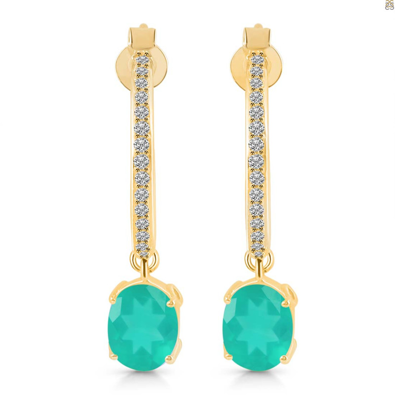 Green Onyx & White Topaz Hoop Earring GRO-RDE-1469.