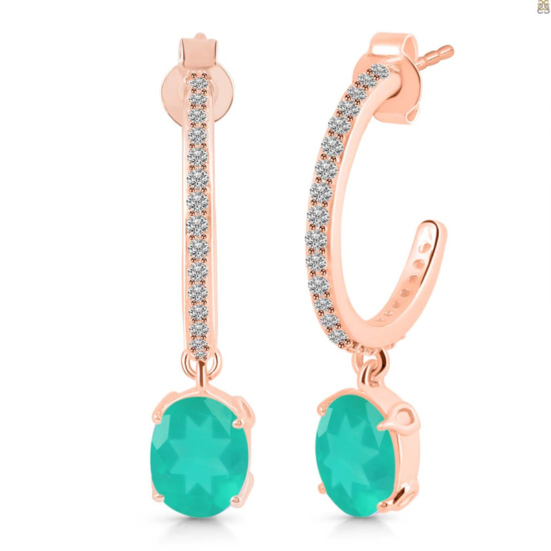 Green Onyx & White Topaz Hoop Earring GRO-RDE-1469.