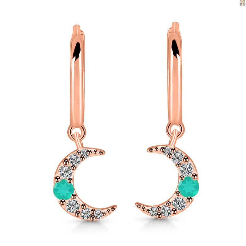 Green Onyx & White Topaz Hoop Earring GRO-RDE-1471.