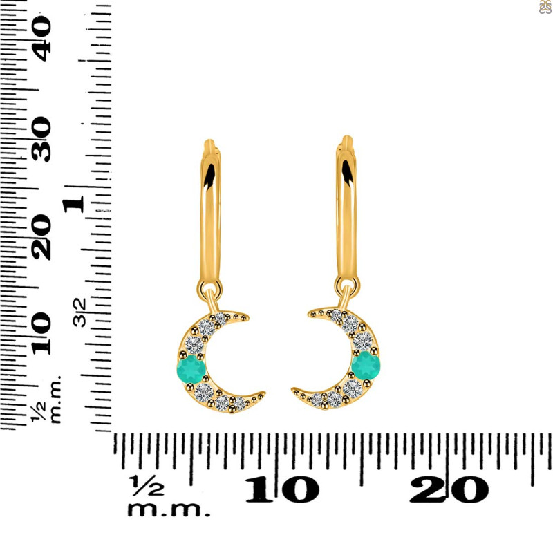 Green Onyx & White Topaz Hoop Earring GRO-RDE-1471.