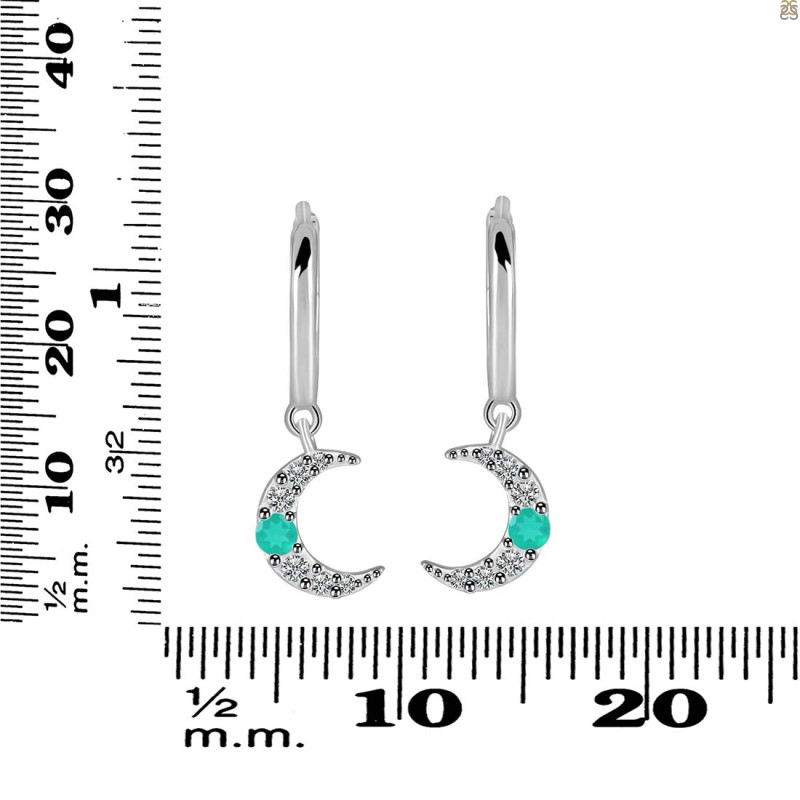 Green Onyx & White Topaz Hoop Earring GRO-RDE-1471.