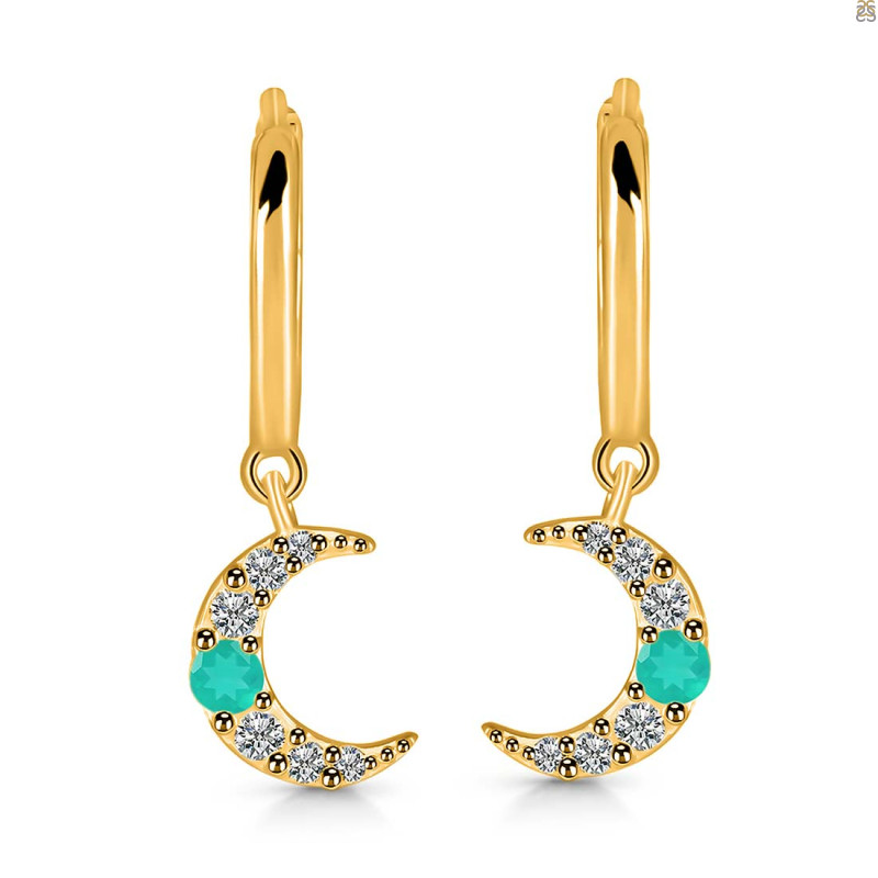 Green Onyx & White Topaz Hoop Earring GRO-RDE-1471.