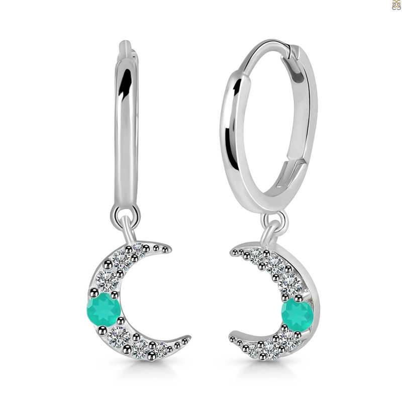 Green Onyx & White Topaz Hoop Earring GRO-RDE-1471.