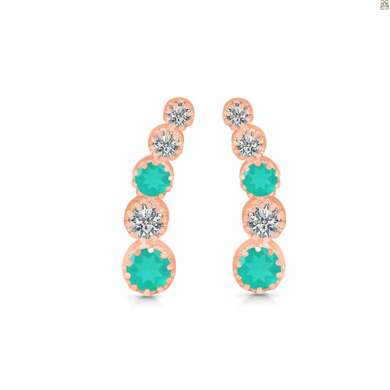 Green Onyx & White Topaz Stud Earring GRO-RDE-1472.