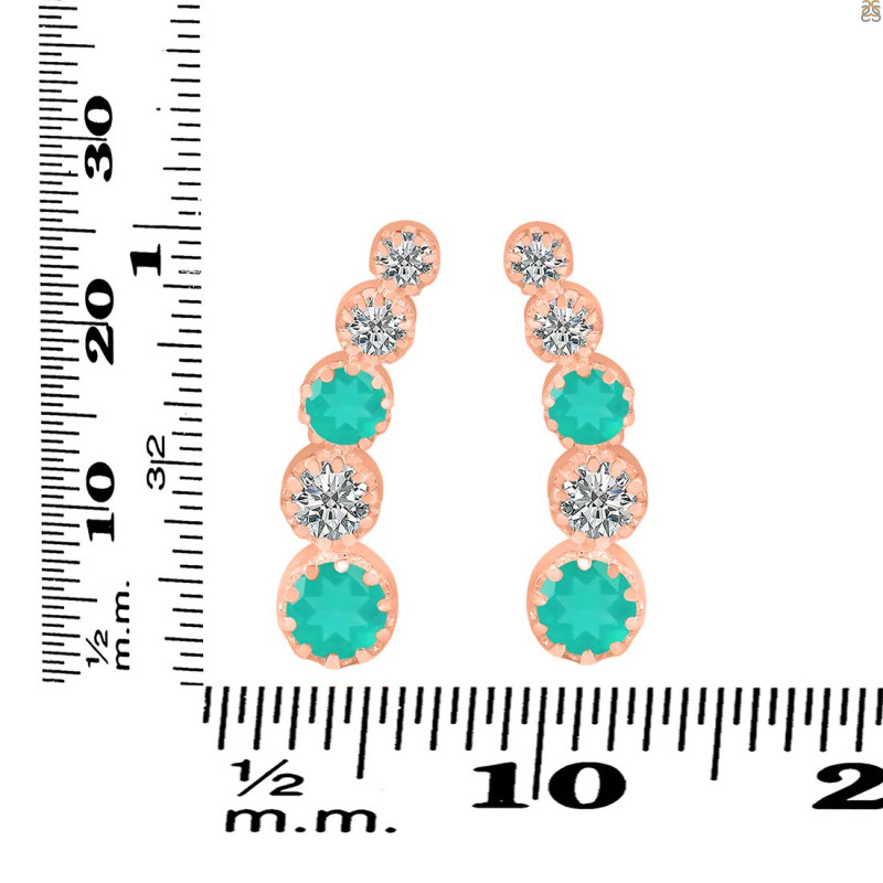 Green Onyx & White Topaz Stud Earring GRO-RDE-1472.