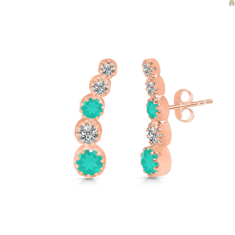 Green Onyx & White Topaz Stud Earring GRO-RDE-1472.