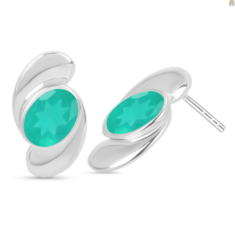 Green Onyx Stud Earring