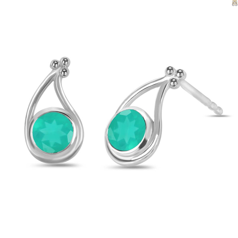 Green Onyx Stud Earring