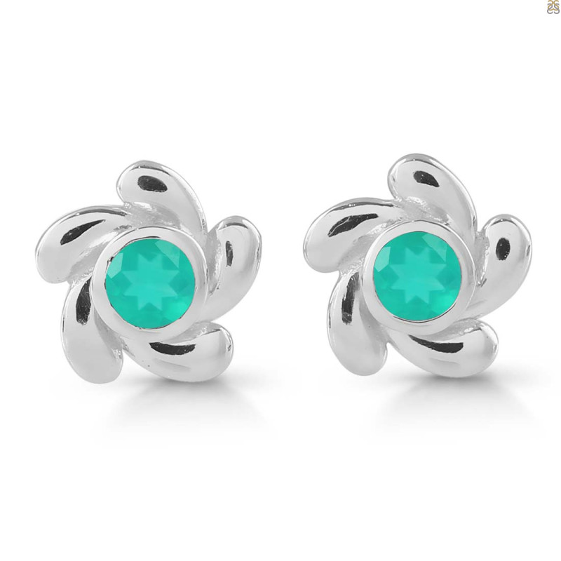 Green Onyx Stud Earring GRO-RDE-1.