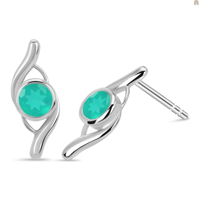 Green Onyx Stud Earring