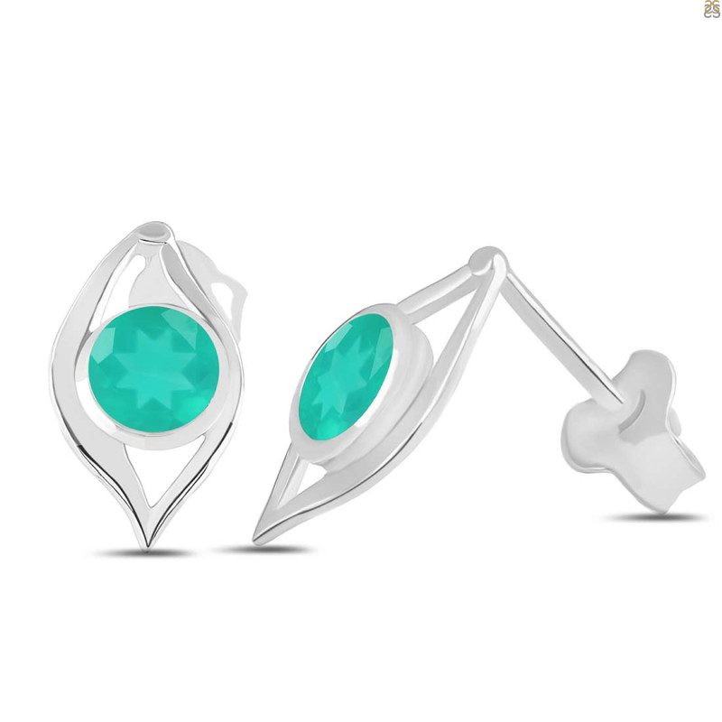 Green Onyx Stud Earring