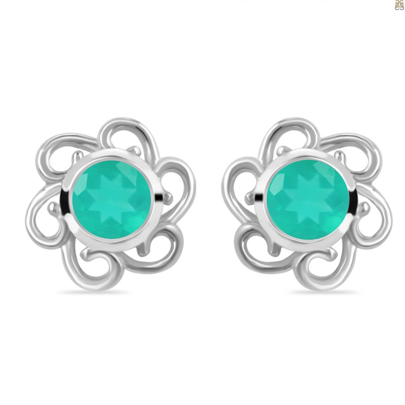 Green Onyx Stud Earring GRO-RDE-7.