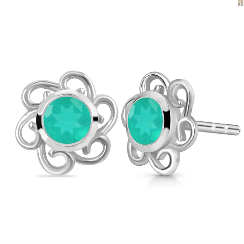 Green Onyx Stud Earring
